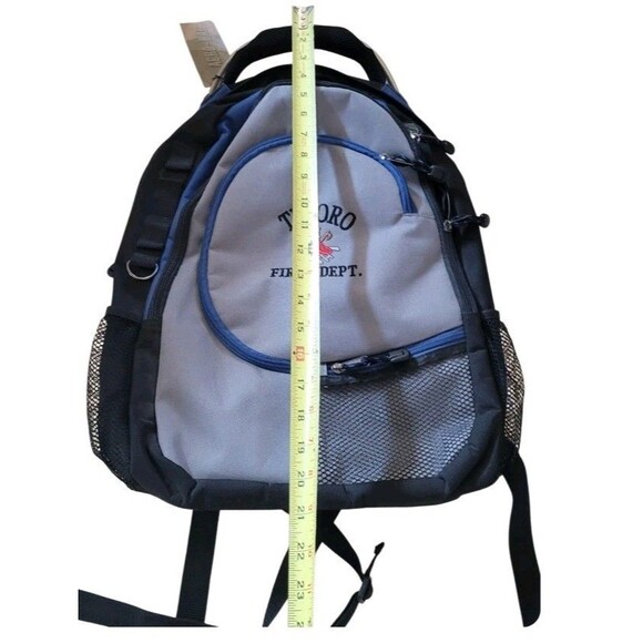 Tesoro Fire Dept Canvas Backpack Navy black gray Embroidered Firefighter logo - Picture 2 of 5